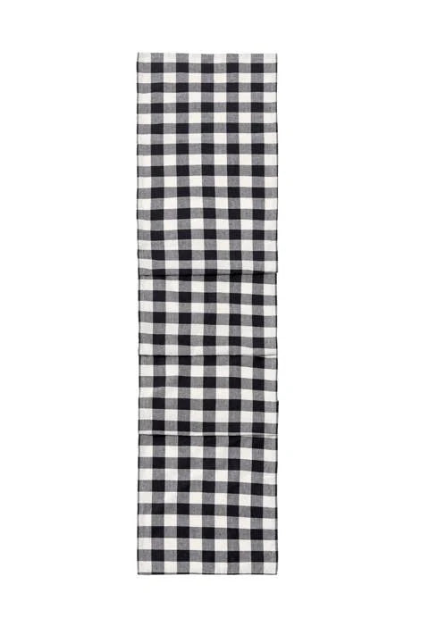 Yellow and white gingham cotton table runner
