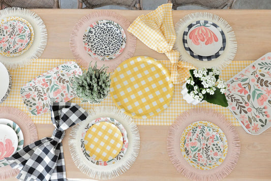 Yellow Gingham Cotton Table Runner – 90 x 14 inches