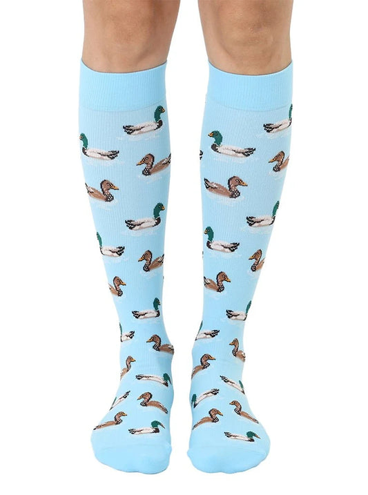 Gypsy Moon duck pattern padded socks close-up