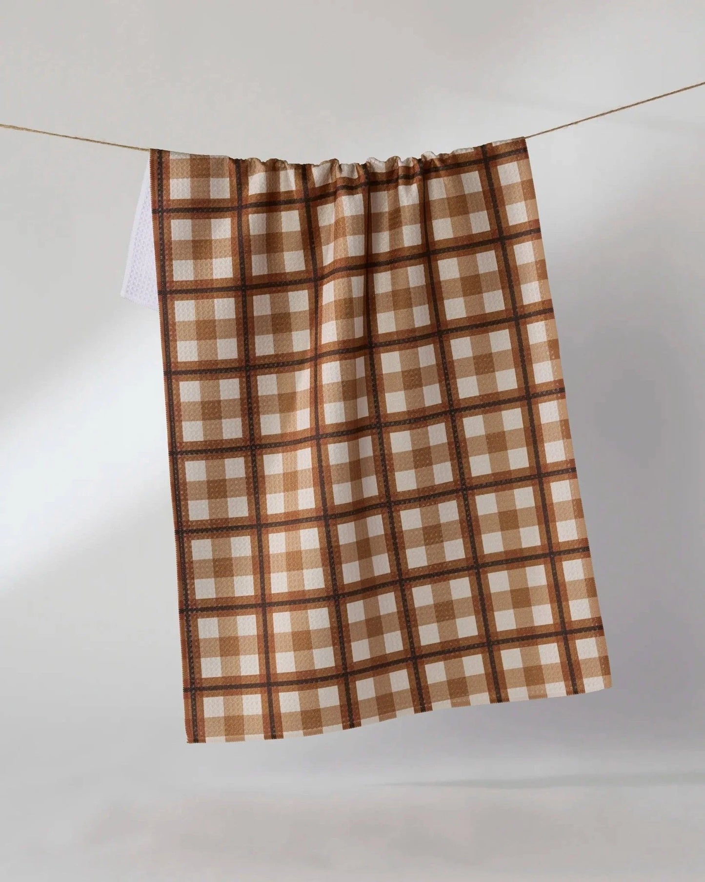 Gypsy Moon Rich Cocoa Patterned Kitchen Towel close-up