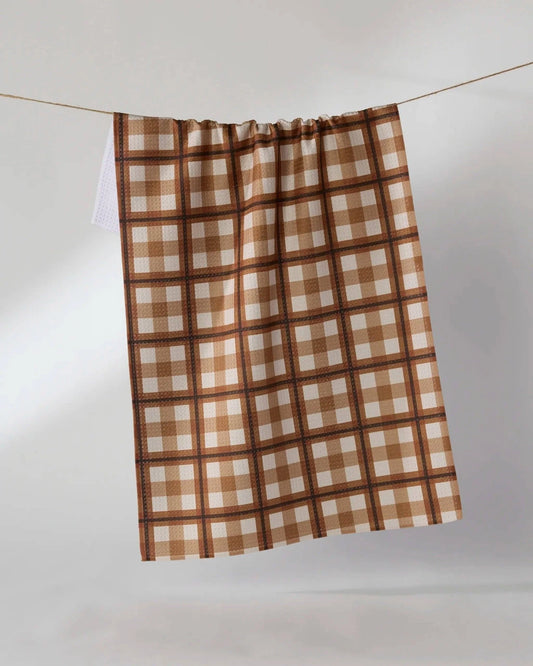 Gypsy Moon Rich Cocoa Patterned Kitchen Towel close-up