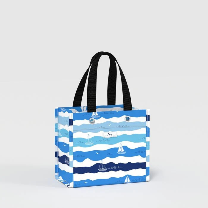 Small reusable gift tote bag with grommets